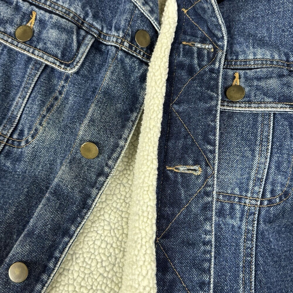 Vtg 80/90s High Noon Men's Sherpa Lined Denim Trucker Jacket Corduroy Collar M‎ - Picture 5 of 12